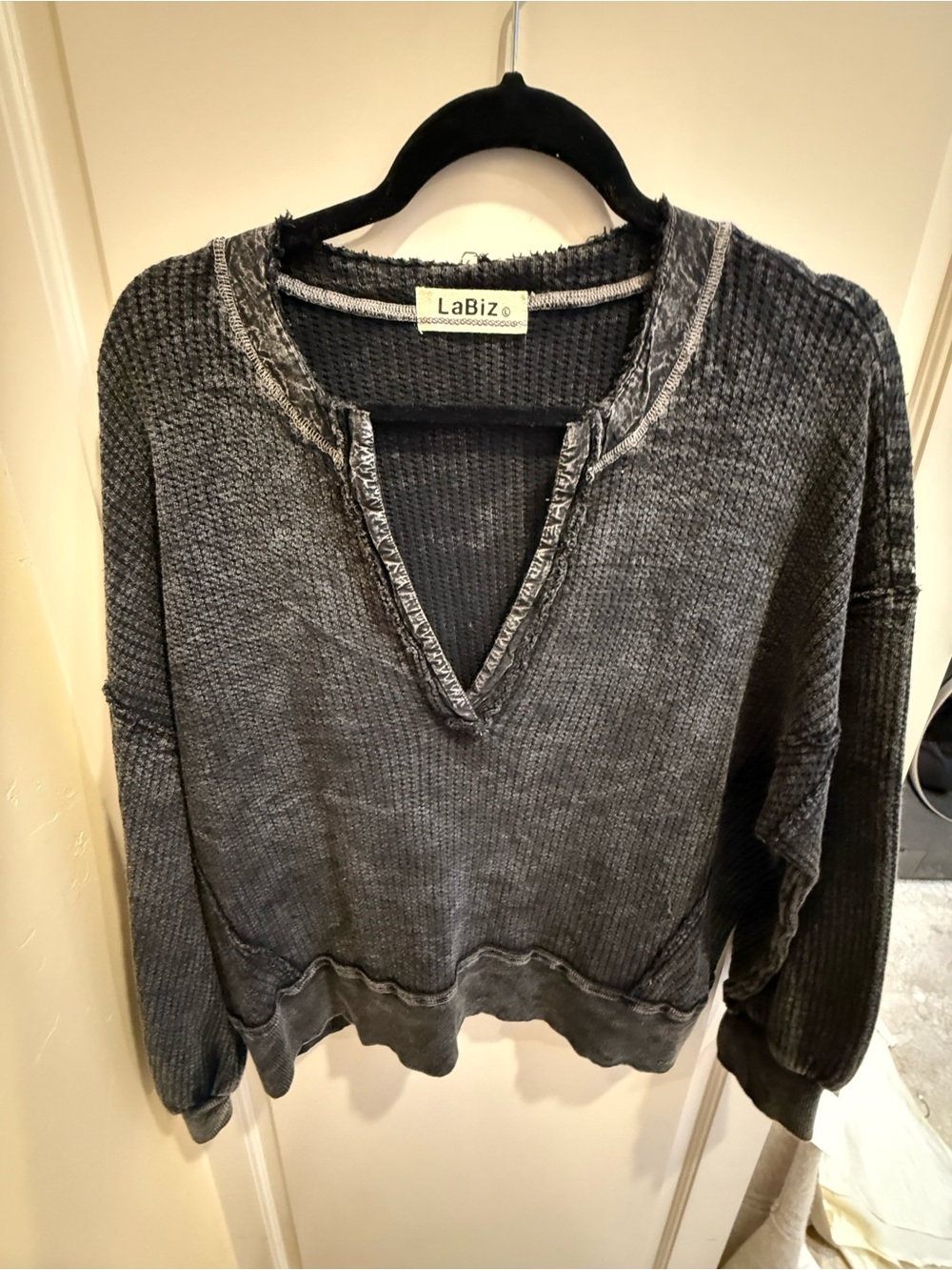 LaBiz Oversized Washed Grunge Pullover Shirt